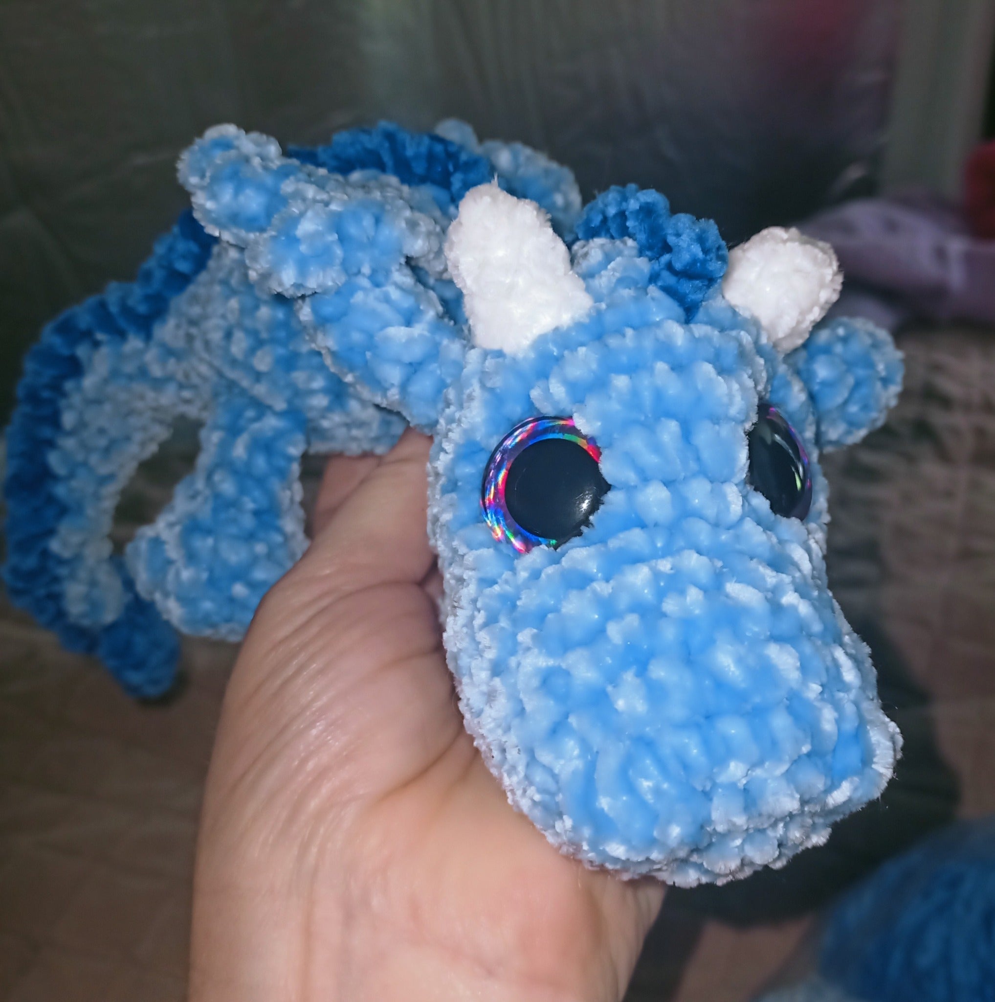 Light Blue Small Chenille Dragon